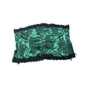Intimate Attitudes Vintage Corset Emerald Green Laceup Back Size 50 WItchy Goth